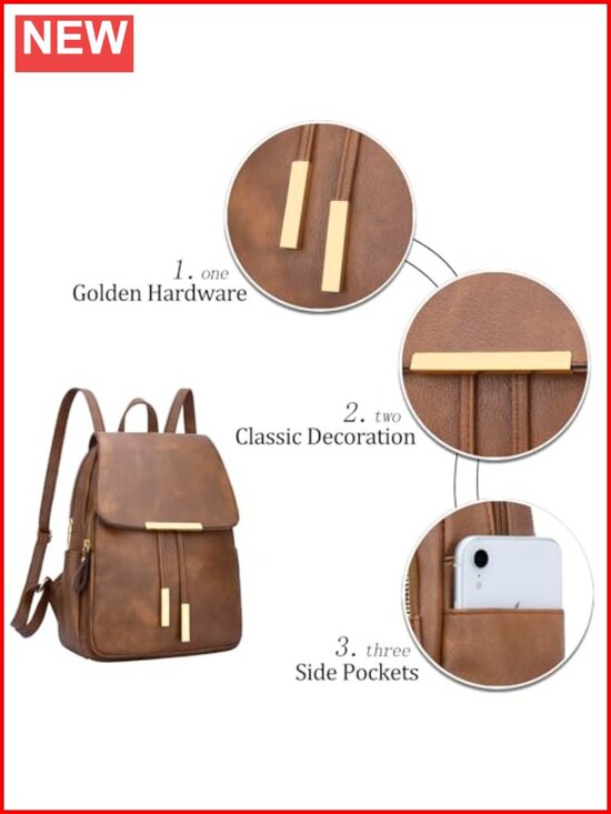Quilted Vegan Leather Backpack Purse for Women, Small Casual Travel Daypack main image 4